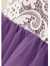 Ivory Lace Purple Tulle Knee Length Flower Girl Dress